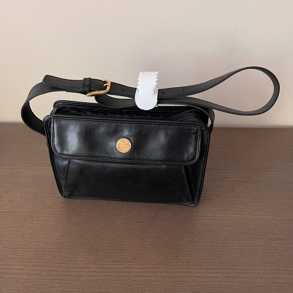Vintage Longchamp Black Leather Bag - Picture 1 of 12